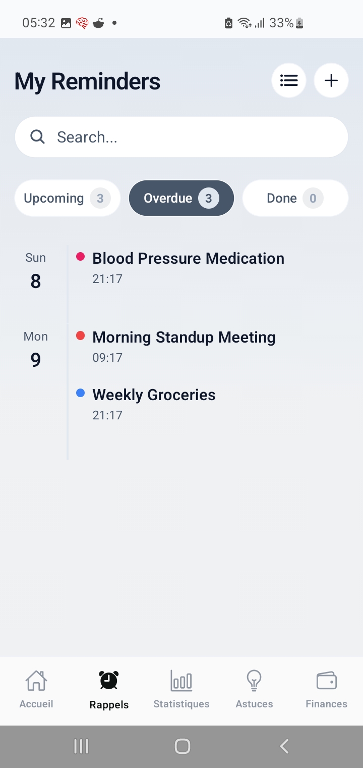 Reminders Timeline View