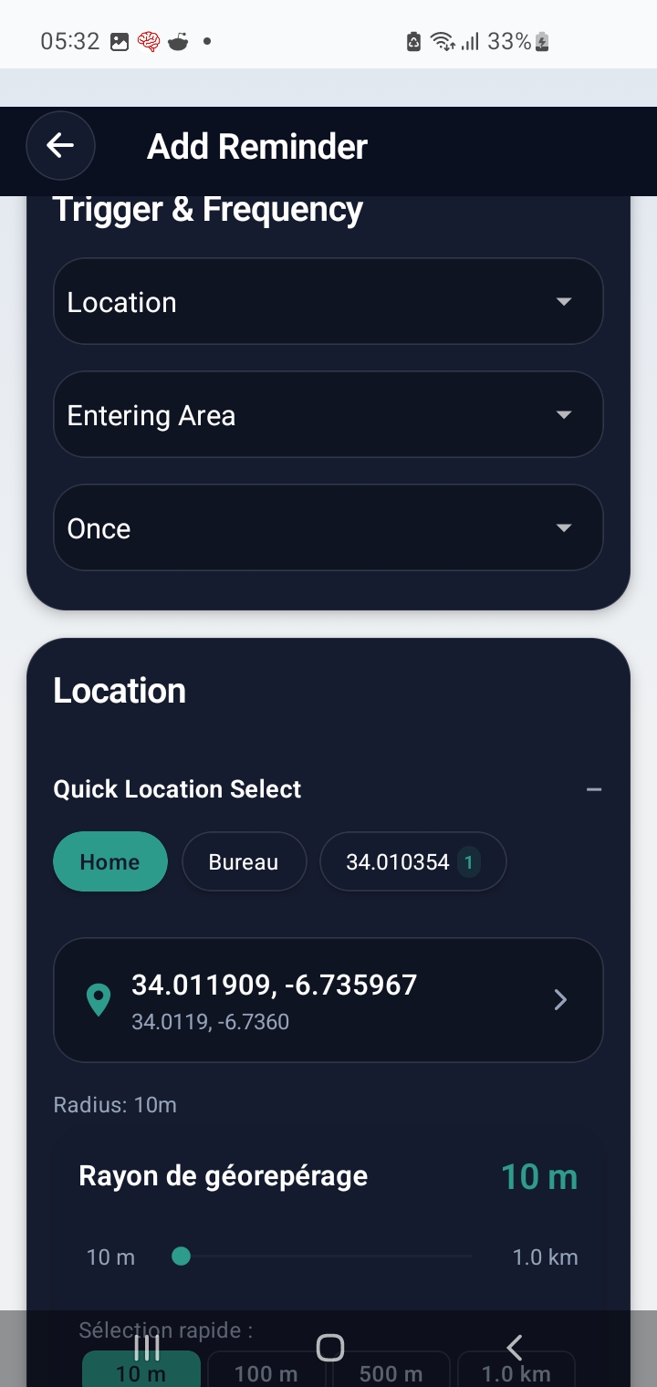 Location-based Reminder Setup